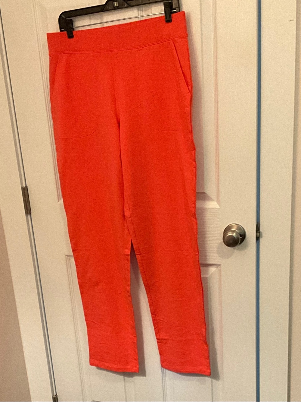 Denim&Co Bright Coral Straight-Leg Pull-On Pants